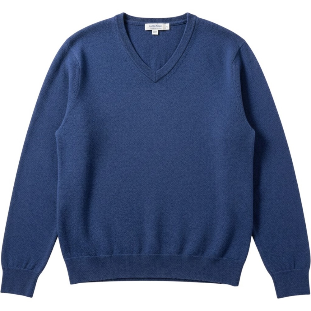 Calvin Klein Mens XL Blue Extra Fine Italian Merino‎ Wool V-Neck Sweater